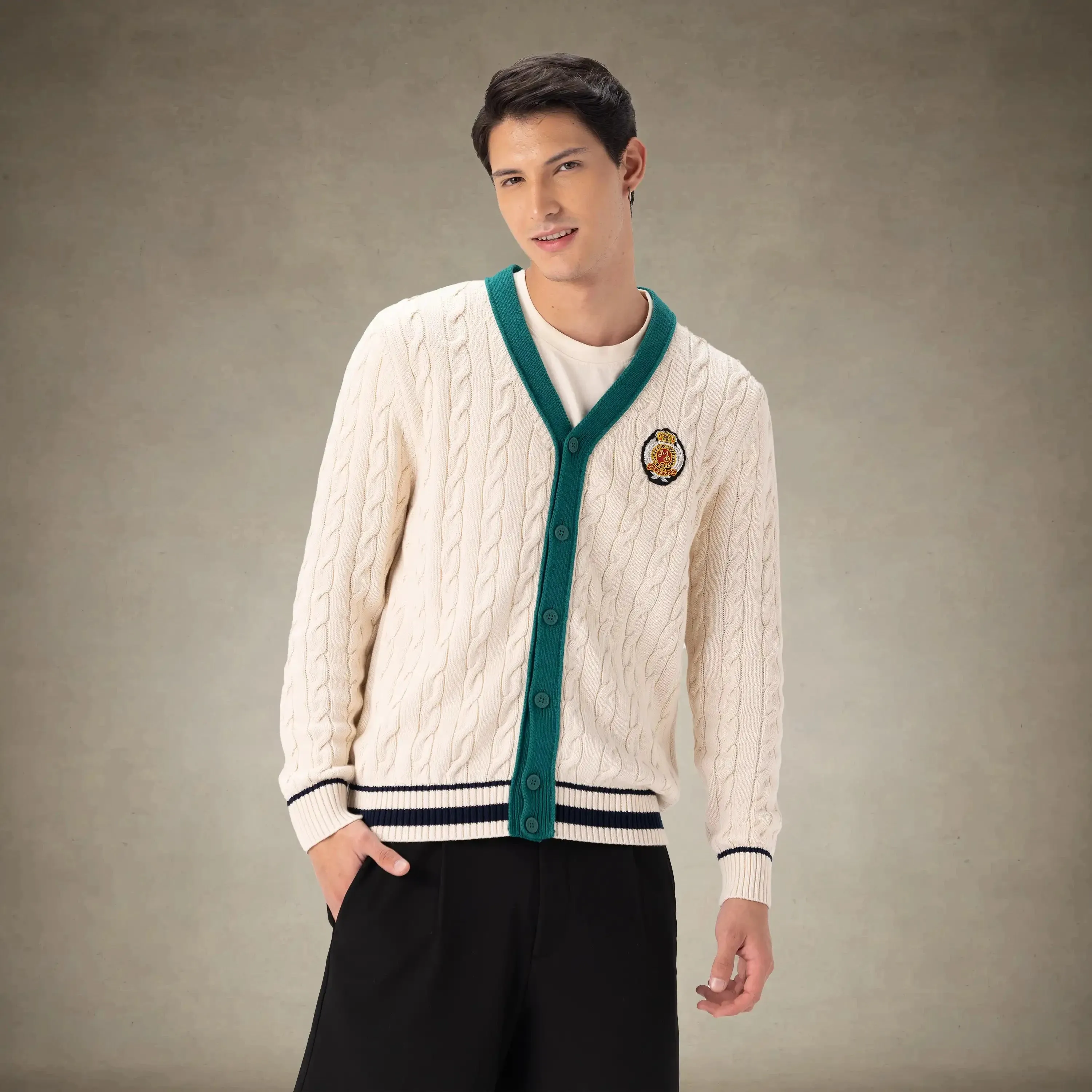 Men's Cable Knit Cardigan sold by Members Only