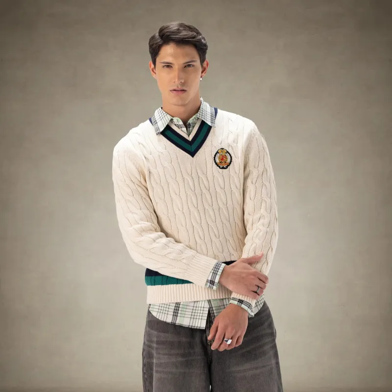 Men's Cable Knit Cricket Sweater sold by Members Only