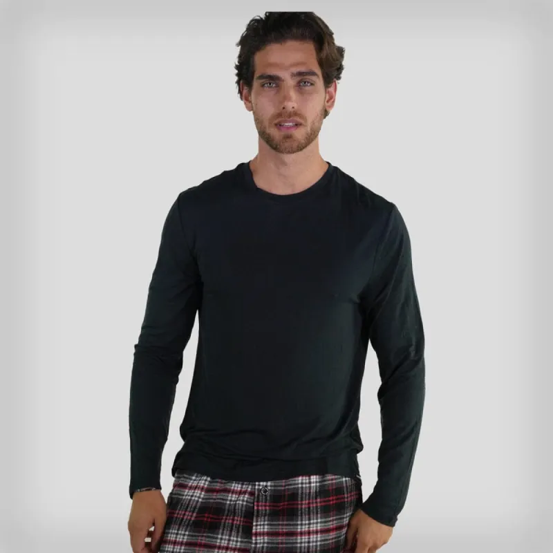 Men's Bamboo Rayon Long Sleeve Knit Sleep Shirt - Black - FINAL SALE sold by Members Only
