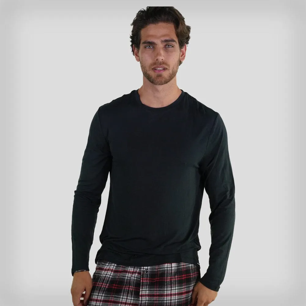 Men's Bamboo Rayon Long Sleeve Knit Sleep Shirt - Black - FINAL SALE sold by Members Only