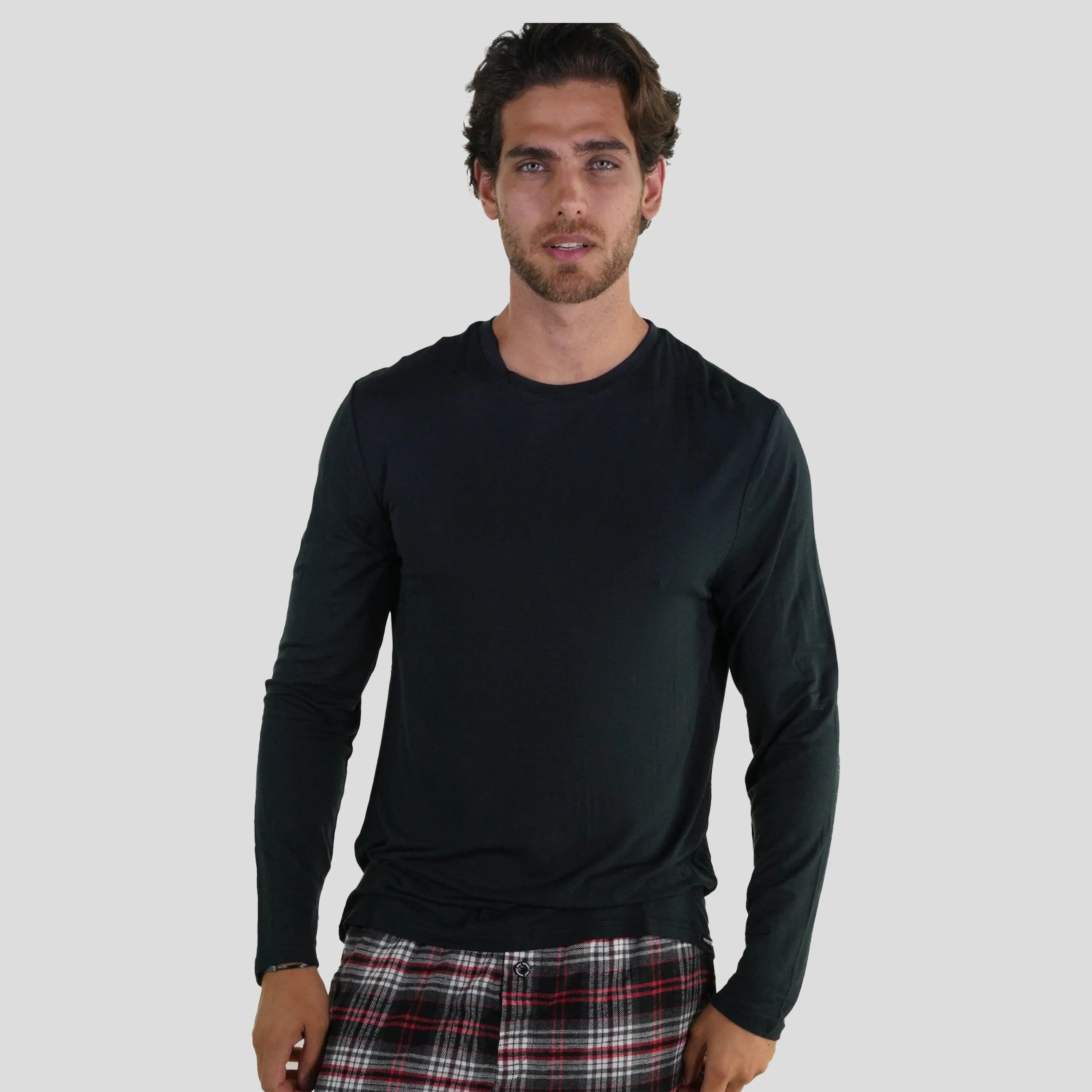 Men's Bamboo Rayon Long Sleeve Knit Sleep Shirt - Black - FINAL SALE sold by Members Only product image thumbnail 2