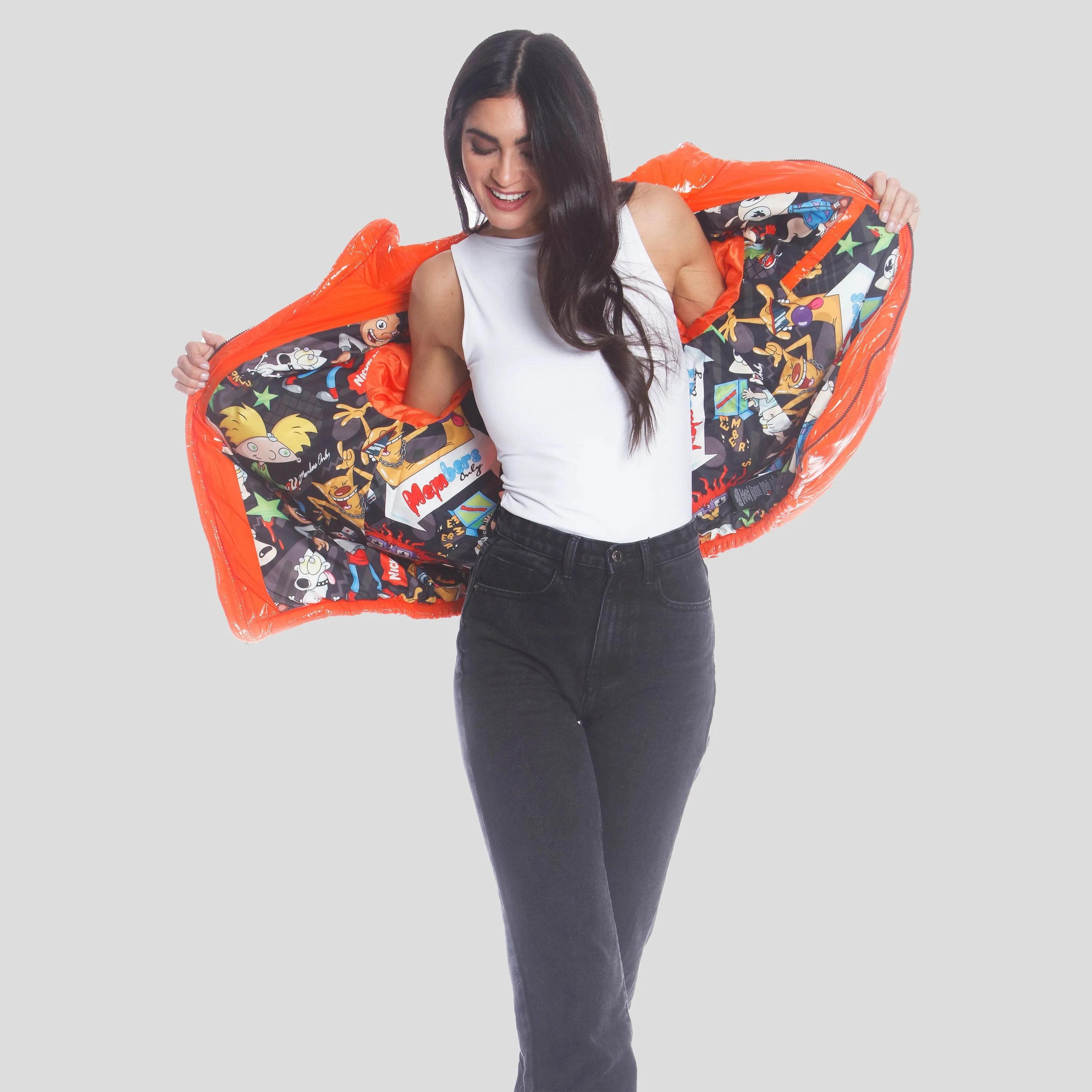 Women's Nickelodeon Shiny Collab Puffer Oversized Jacket - FINAL SALE sold by Members Only product image thumbnail 4