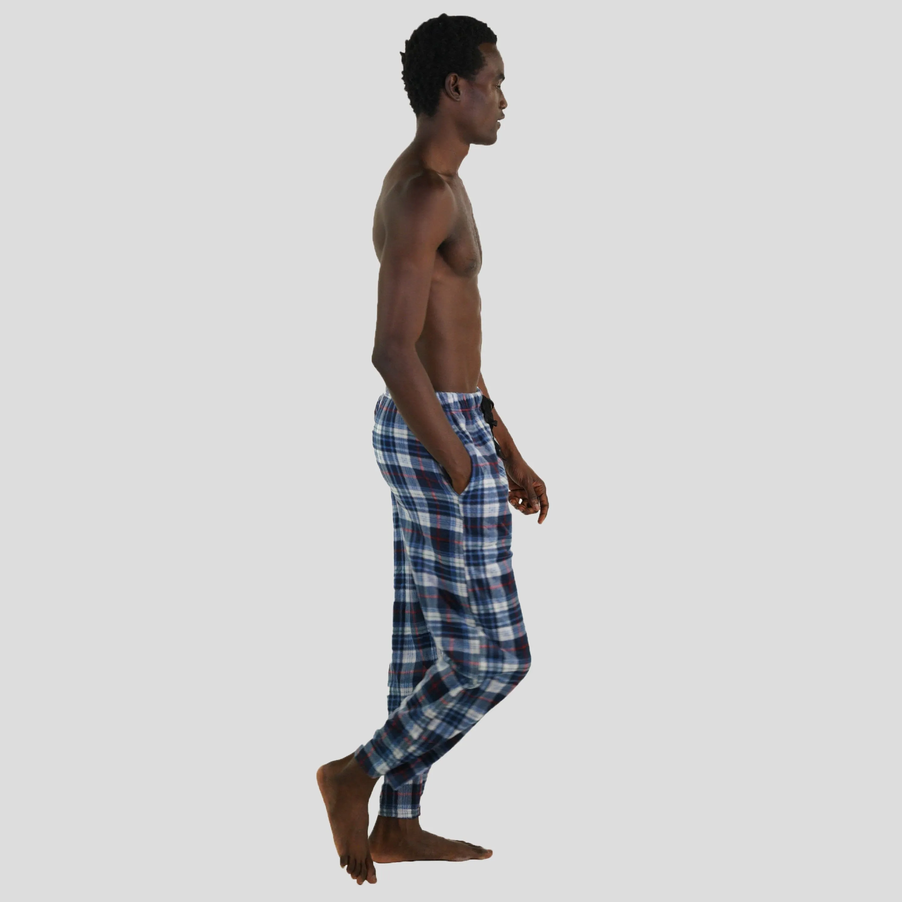 Men's Minky Fleece Sleep Pants - LT Blue Plaid - FINAL SALE sold by Members Only product image thumbnail 3