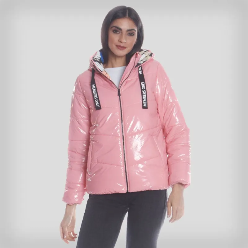 Women's Hi-Shine Chevron Quilt Puffer with Looney Tunes Mashup Print Lining - FINAL SALE sold by Members Only