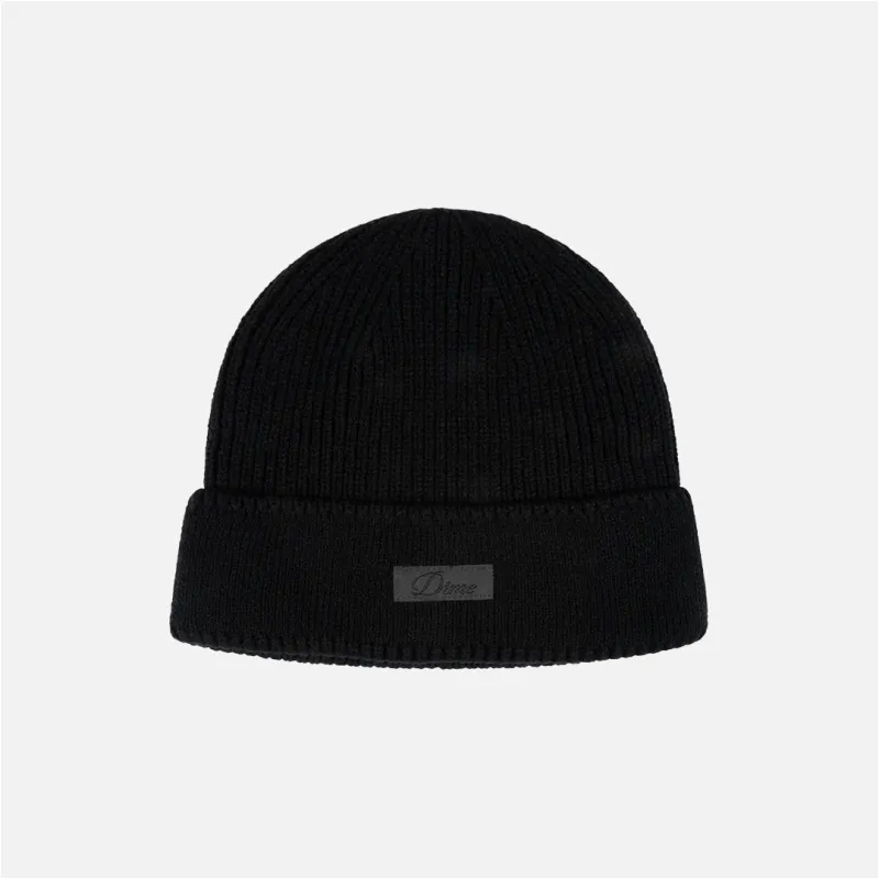 Dime Cursive Rib Beanie - Black made by Dime