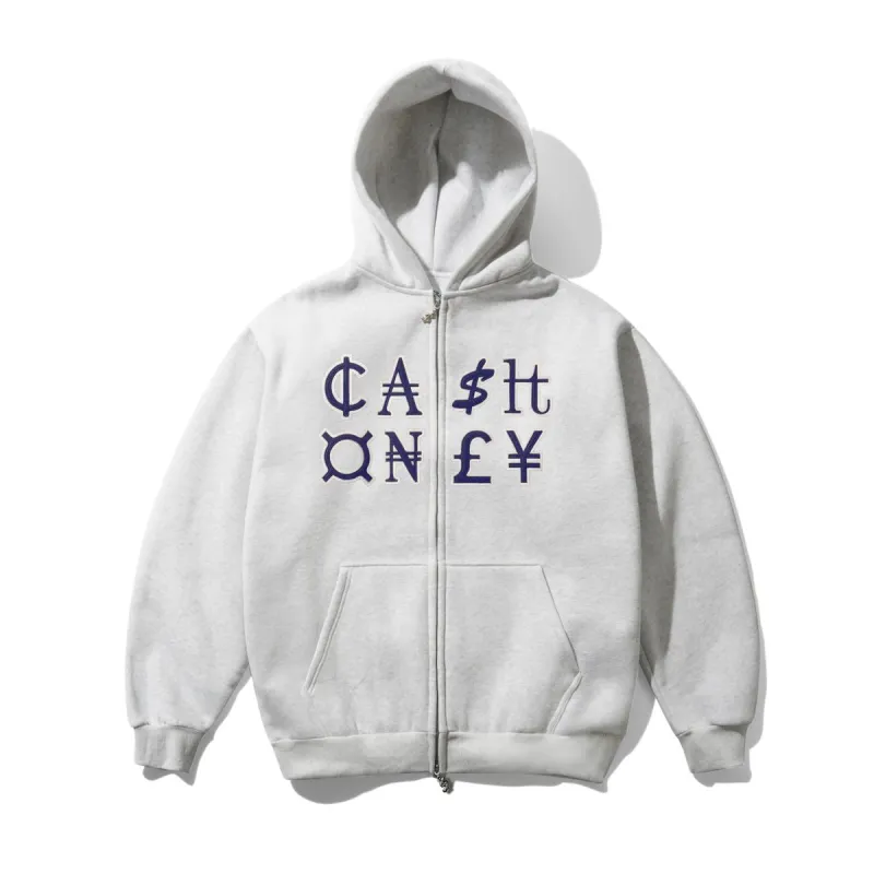 Cash Only Currency Zip-Up Hoodie - Ash sold by MENU