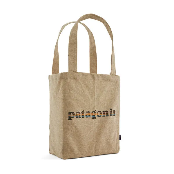 Patagonia Recycled Market Tote - '73 Text Logo: Classic Tan sold by MENU