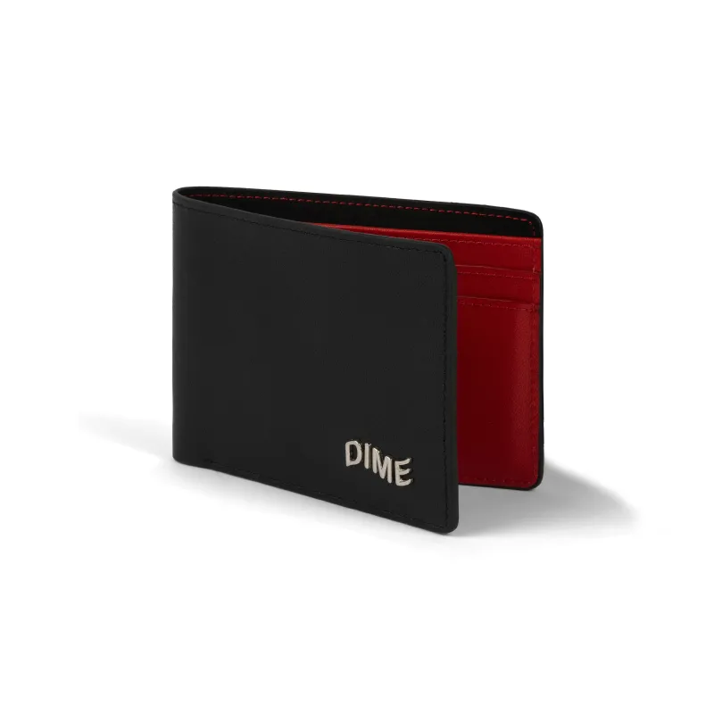 Dime Leather Bifold Wallet - Black/Cherry sold by MENU