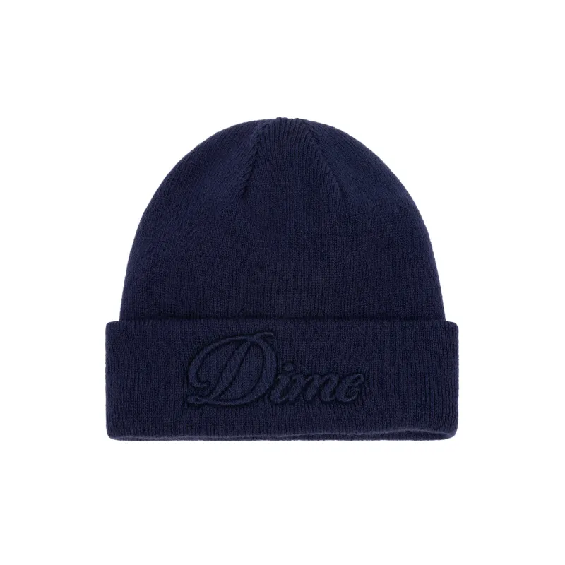 Dime Cursive Fold Beanie - Navy sold by MENU