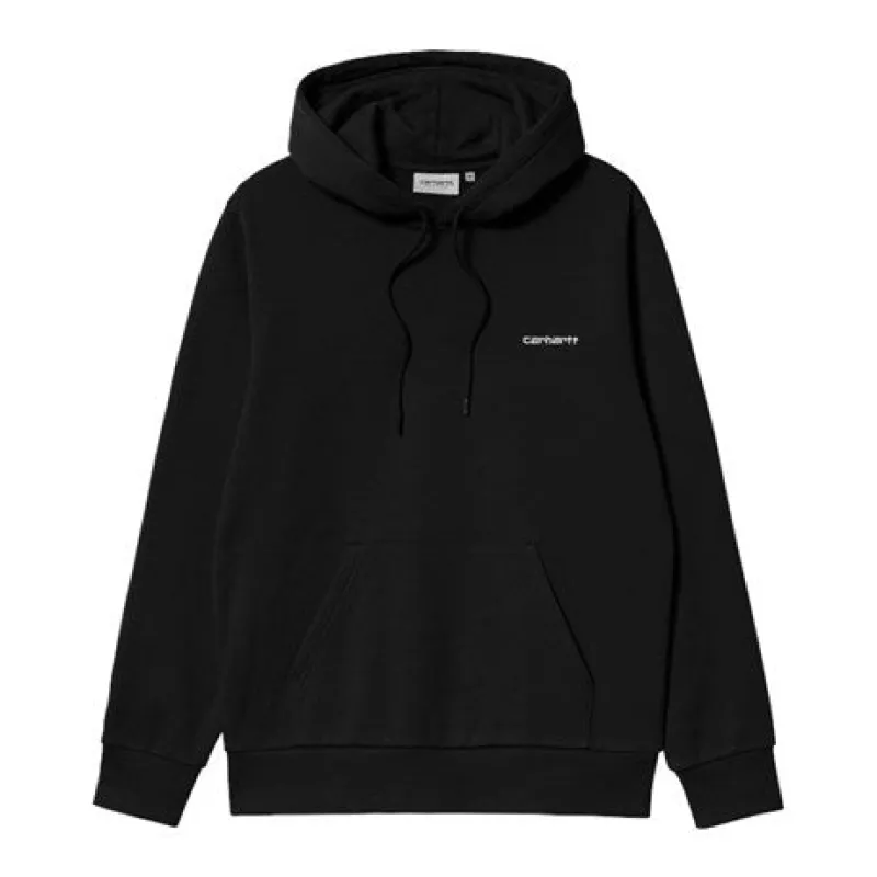 Carhartt WIP Hooded Script Emb. Sweatshirt - Black/white sold by MENU