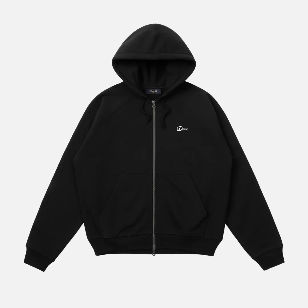 Dime Cursive Small Logo Zip-Hoodie - Black/White sold by MENU