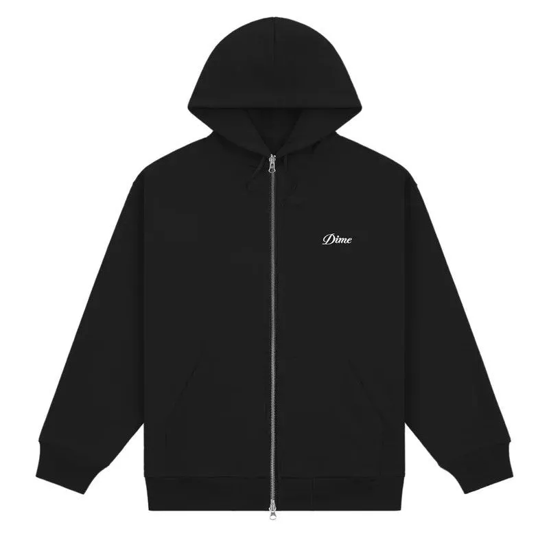 Dime Cursive Small Logo Zip-Hoodie - Black/White (Summer 2025) sold by MENU
