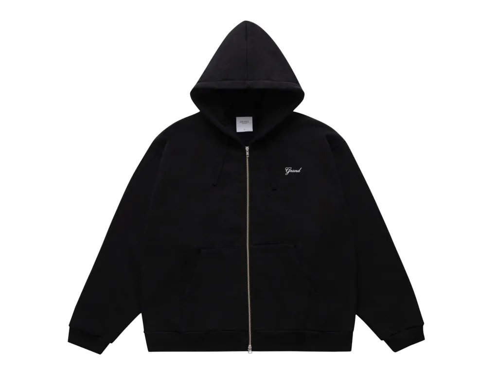 Grand Collection Zip Up Script Sweatshirt - Black sold by MENU