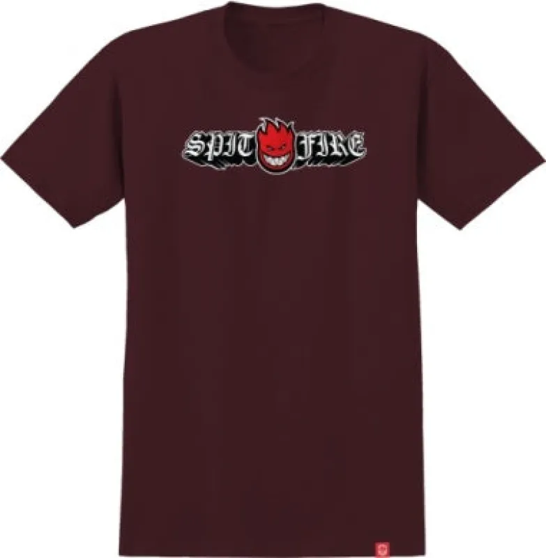 Spitfire Old E Drop Bighead Tee - Burgundy made by Spitfire