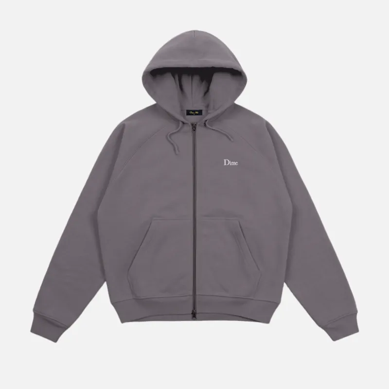 Dime Classic Small Logo Zip Hoodie - Granite made by Dime