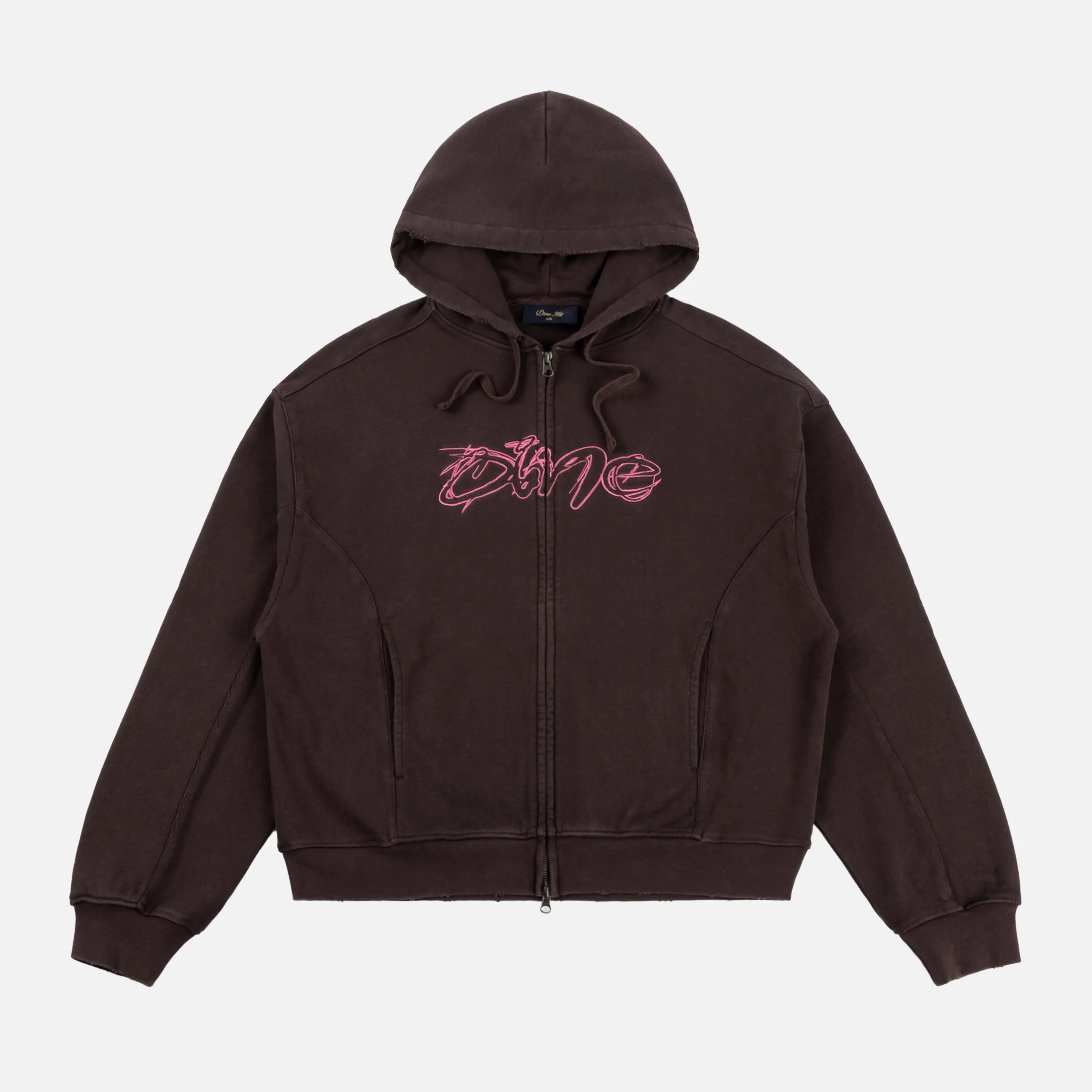 Dime Distressed Terry Zip Hoodie - Acid Brown sold by MENU