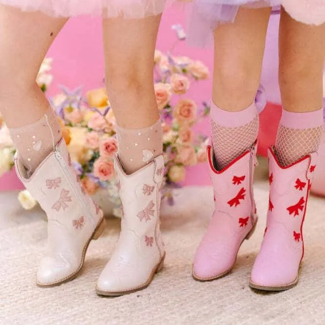 Cowgirl White + Pink Bow Boots sold by Meri Meri product image thumbnail 3