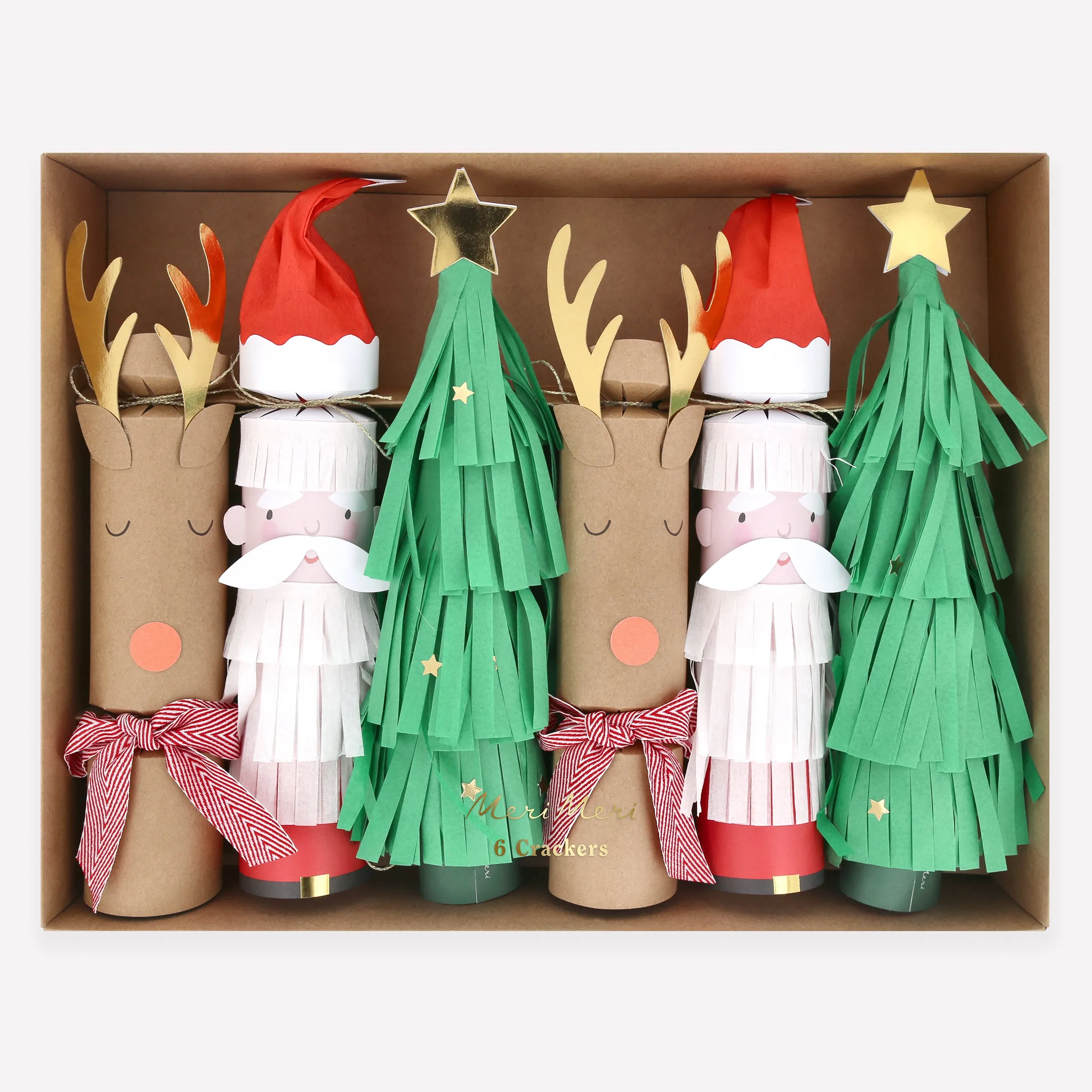Santa, Reindeer & Tree Crackers (x 6) sold by Meri Meri