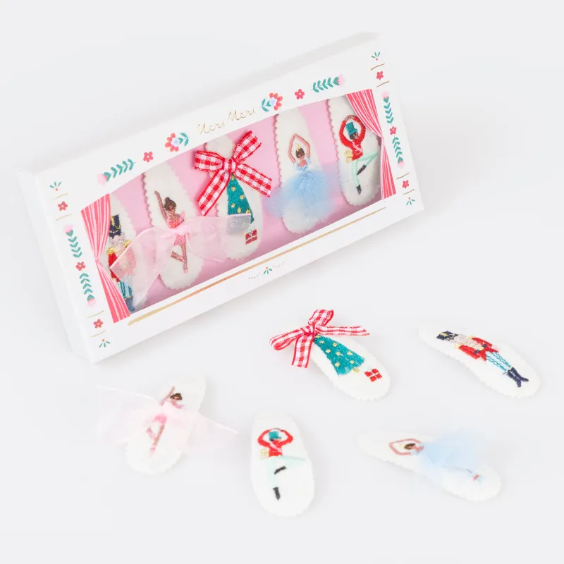 Embroidered Nutcracker Hair Clips (x 5) sold by Meri Meri