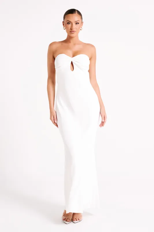 Antonella Strapless Keyhole Maxi Dress - White sold by Meshki