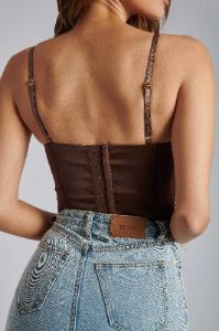 Lake Lace Cami Crop Top - Chocolate sold by Meshki