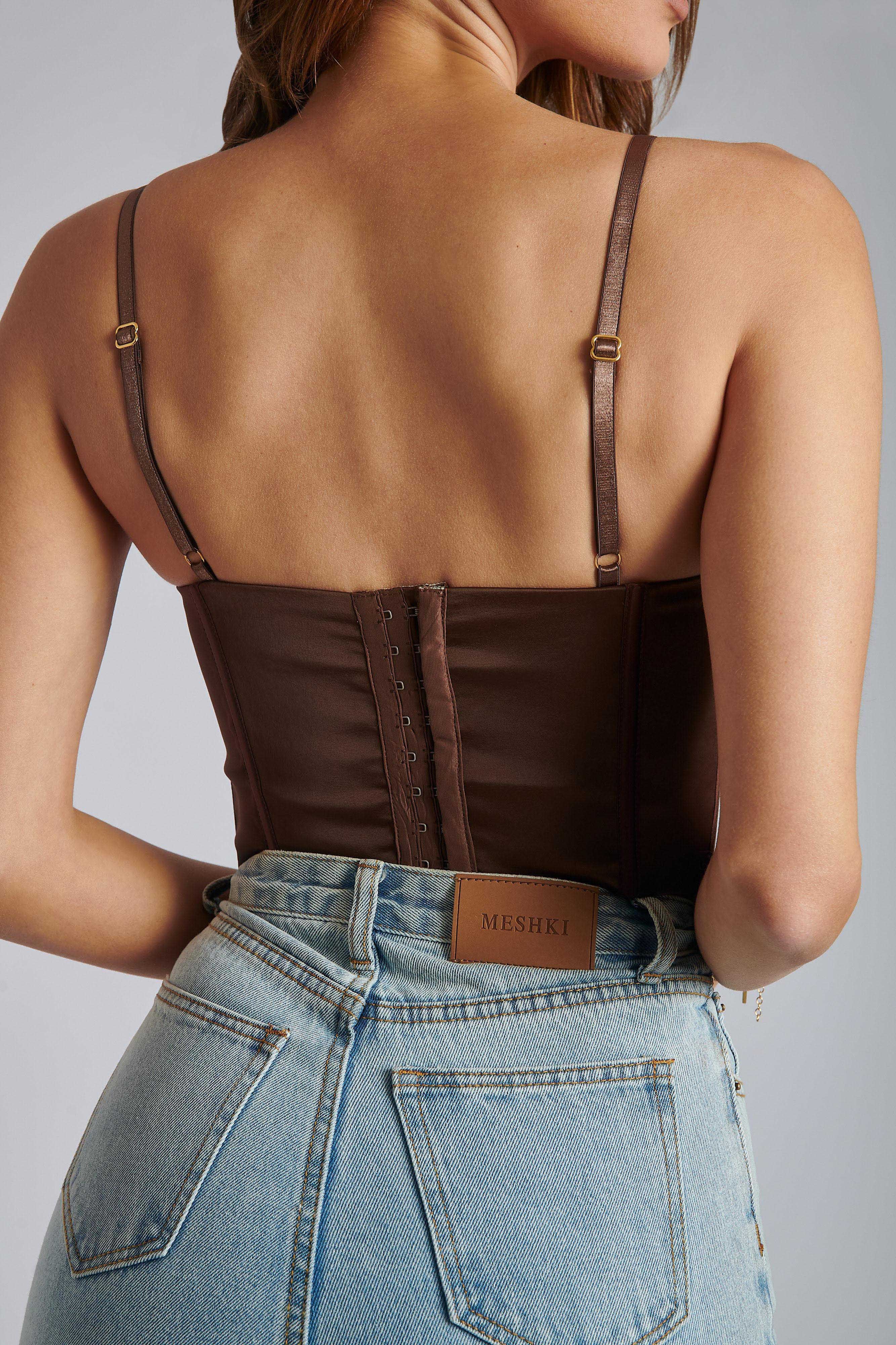 Lake Lace Cami Crop Top - Chocolate sold by Meshki product image thumbnail 8