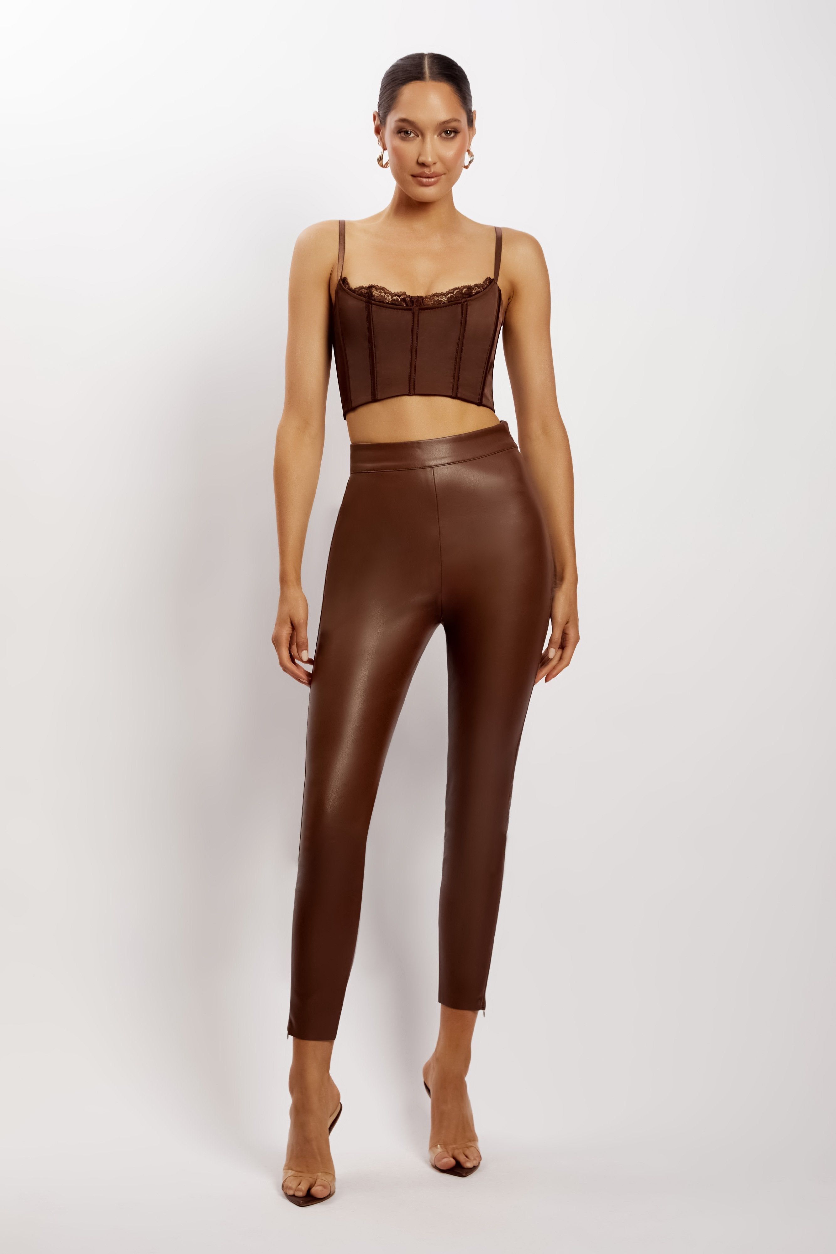 Lake Lace Cami Crop Top - Chocolate sold by Meshki product image thumbnail 5