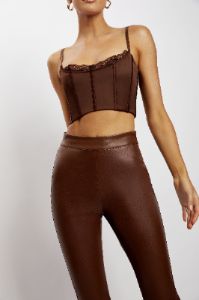 Lake Lace Cami Crop Top - Chocolate sold by Meshki