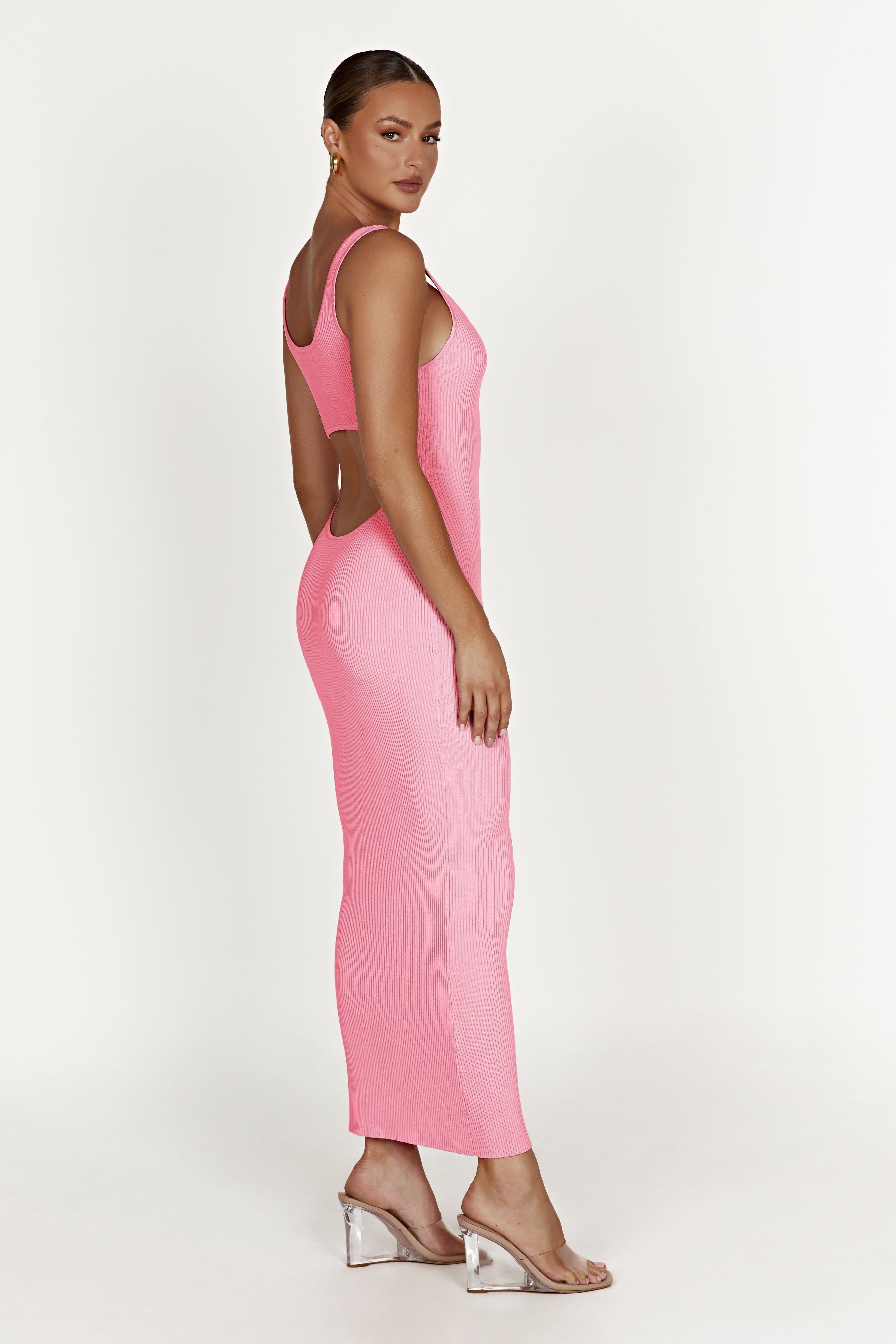 Hadley Backless Knit Maxi Dress - Candy Pink sold by Meshki product image thumbnail 4