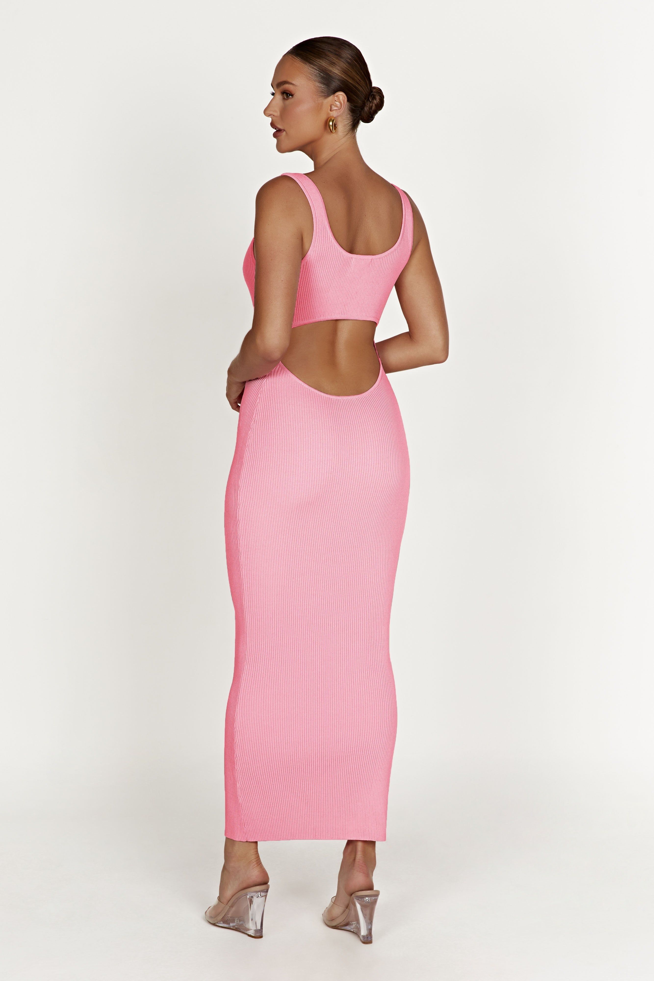 Hadley Backless Knit Maxi Dress - Candy Pink sold by Meshki