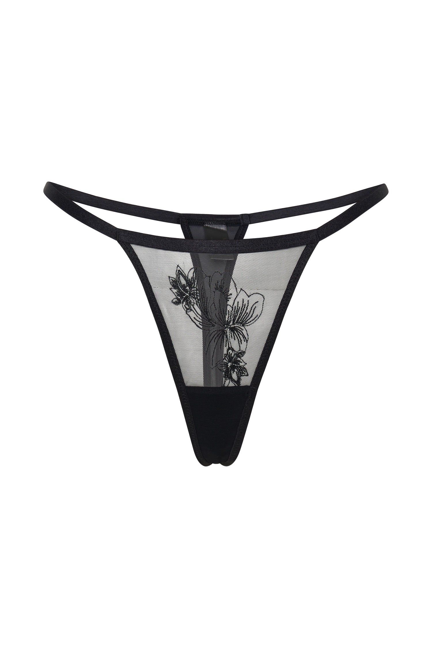 Lorelei Embroidered G-String - Black sold by Meshki product image thumbnail 9