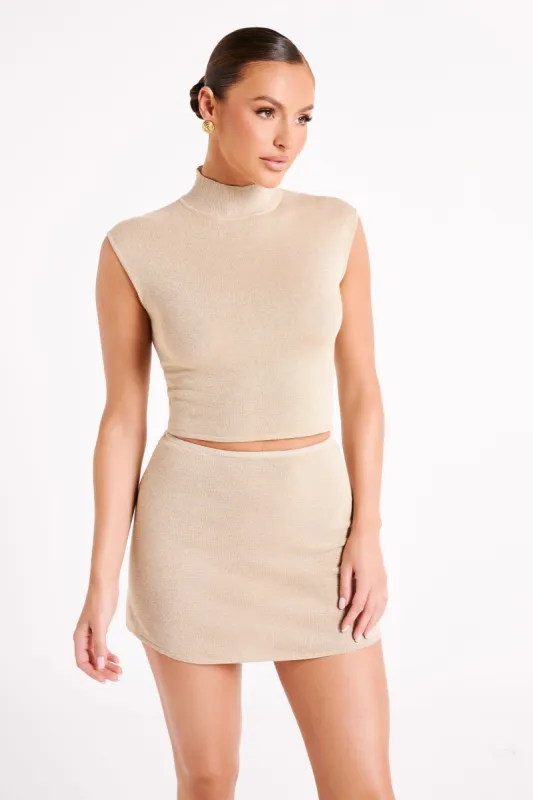 Reynalda Sleeveless Knit Top - Gold sold by Meshki