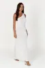 Paisley One Shoulder Knit Maxi Dress - White sold by Meshki