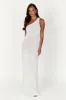 Paisley One Shoulder Knit Maxi Dress - White sold by Meshki
