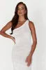 Paisley One Shoulder Knit Maxi Dress - White sold by Meshki