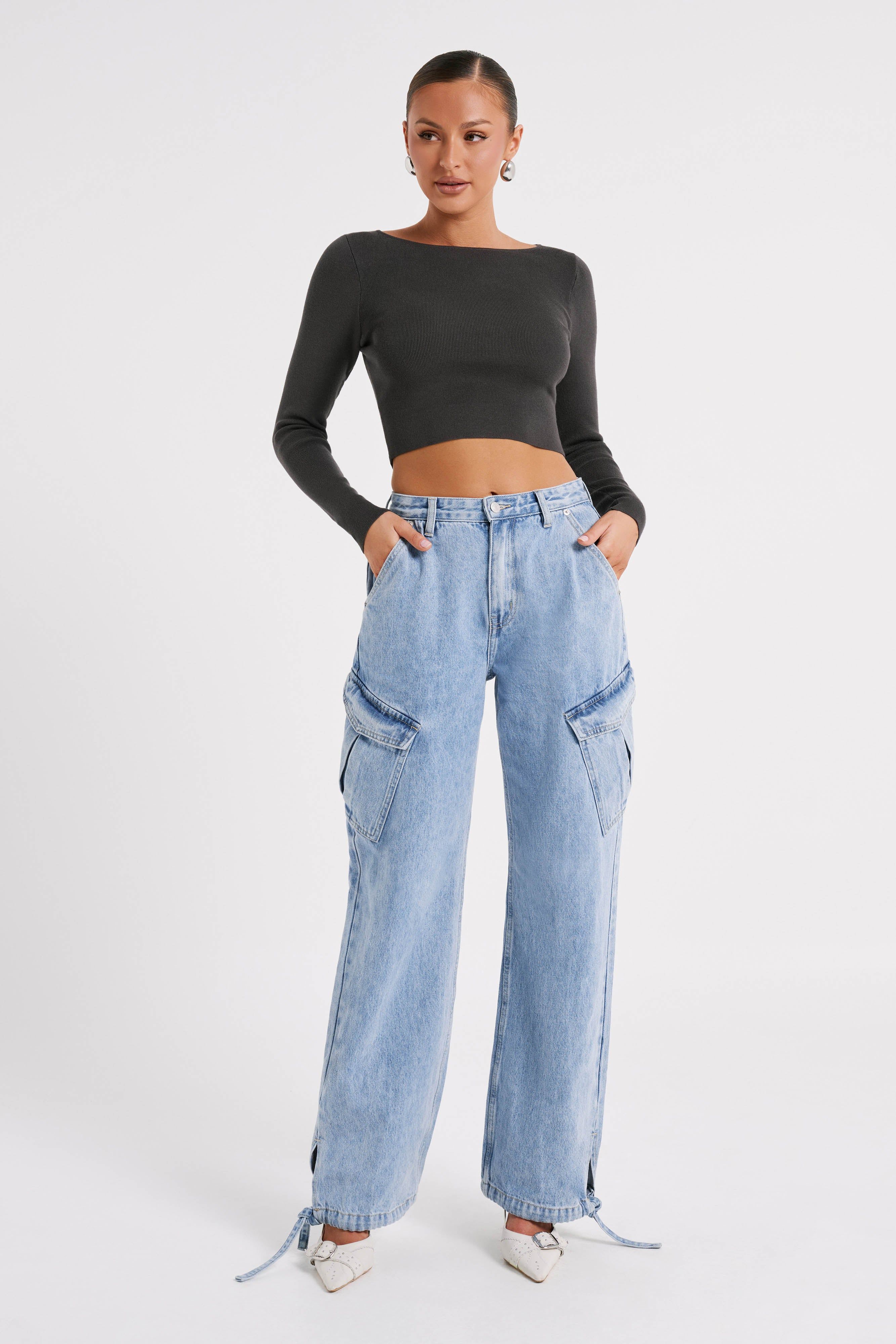 Haisley Long Sleeve Knit Top - Charcoal sold by Meshki product image thumbnail 5