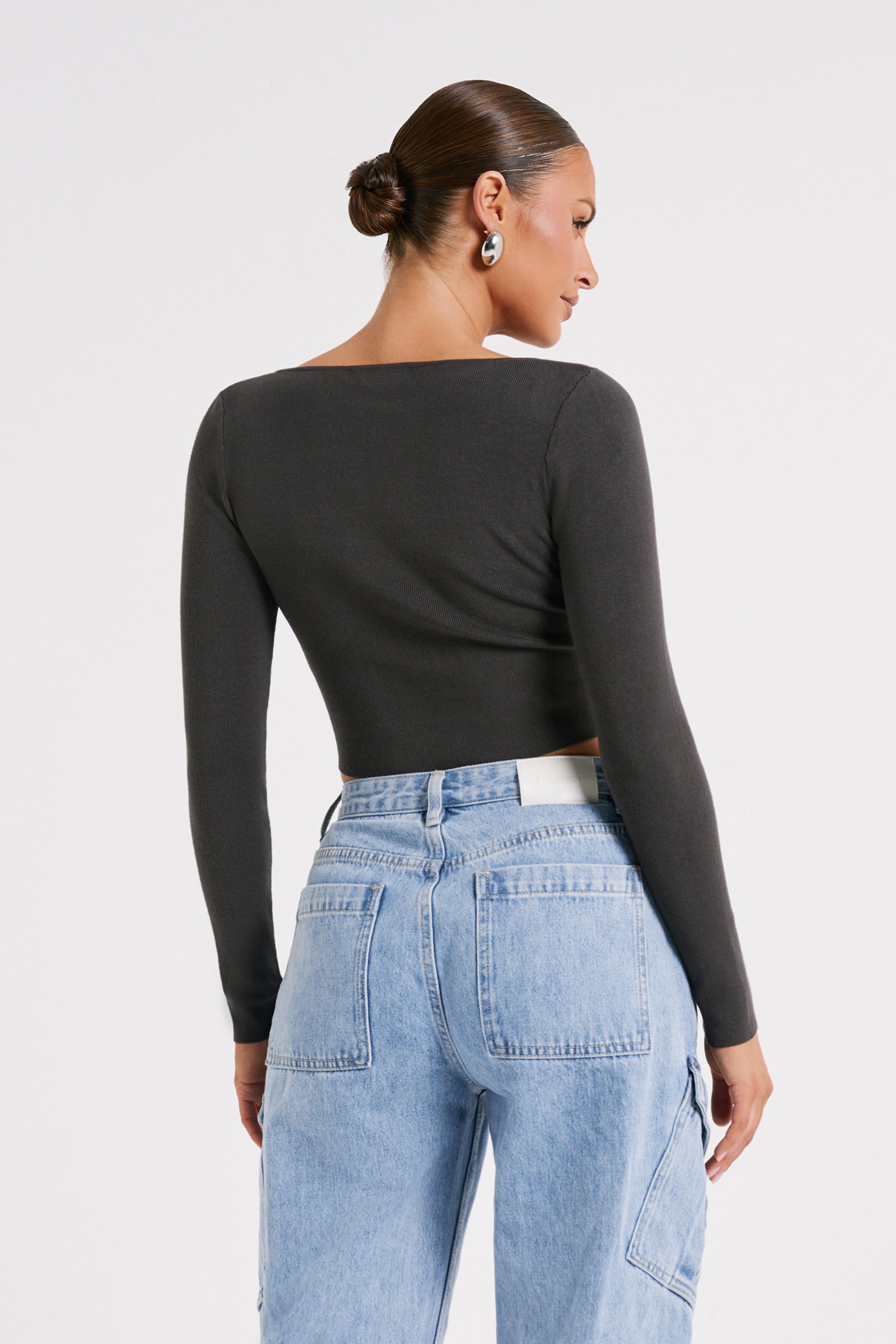 Haisley Long Sleeve Knit Top - Charcoal sold by Meshki product image thumbnail 2