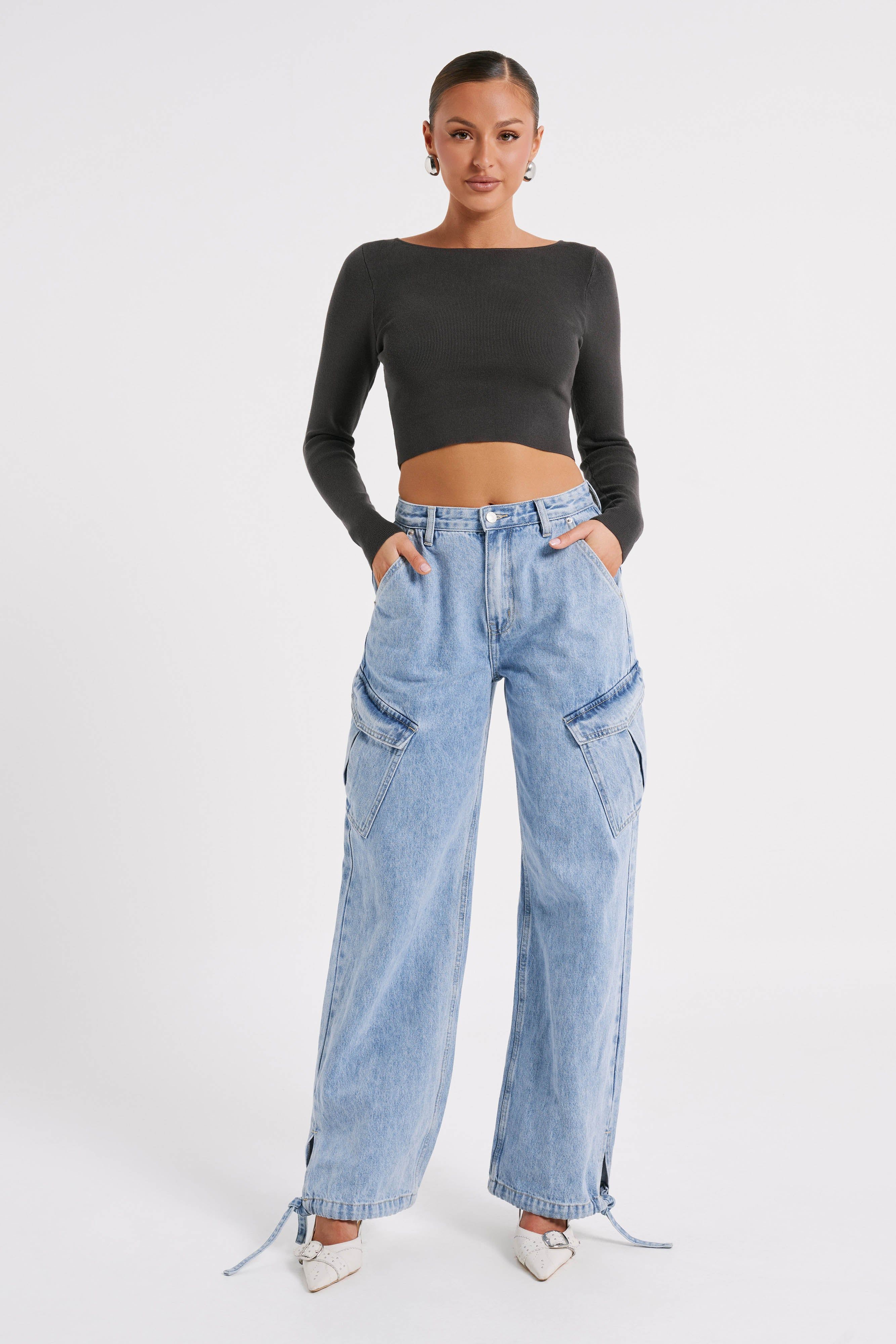 Haisley Long Sleeve Knit Top - Charcoal sold by Meshki product image thumbnail 3