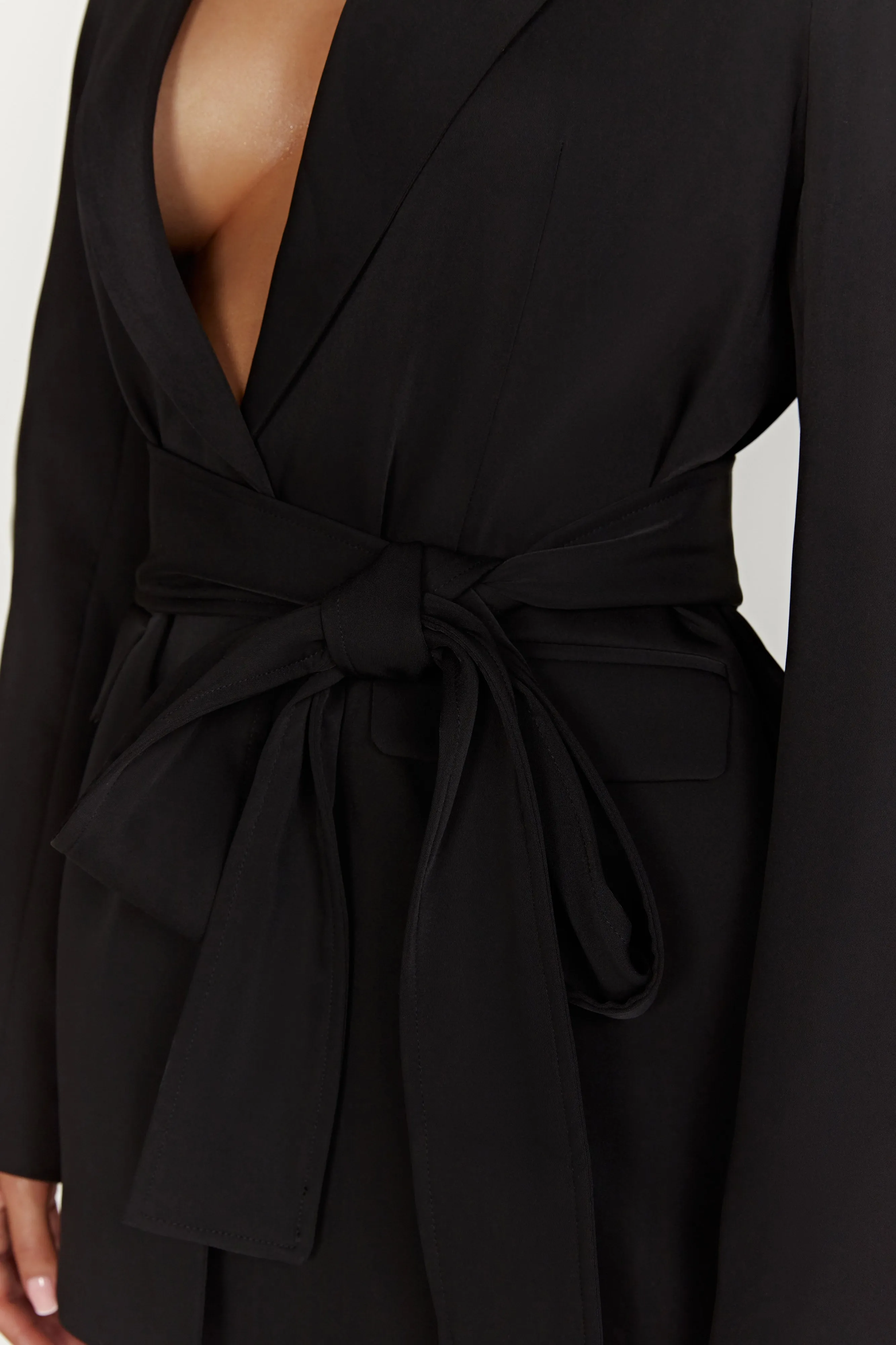 Arna Oversized Belted Blazer - Black sold by Meshki product image thumbnail 4