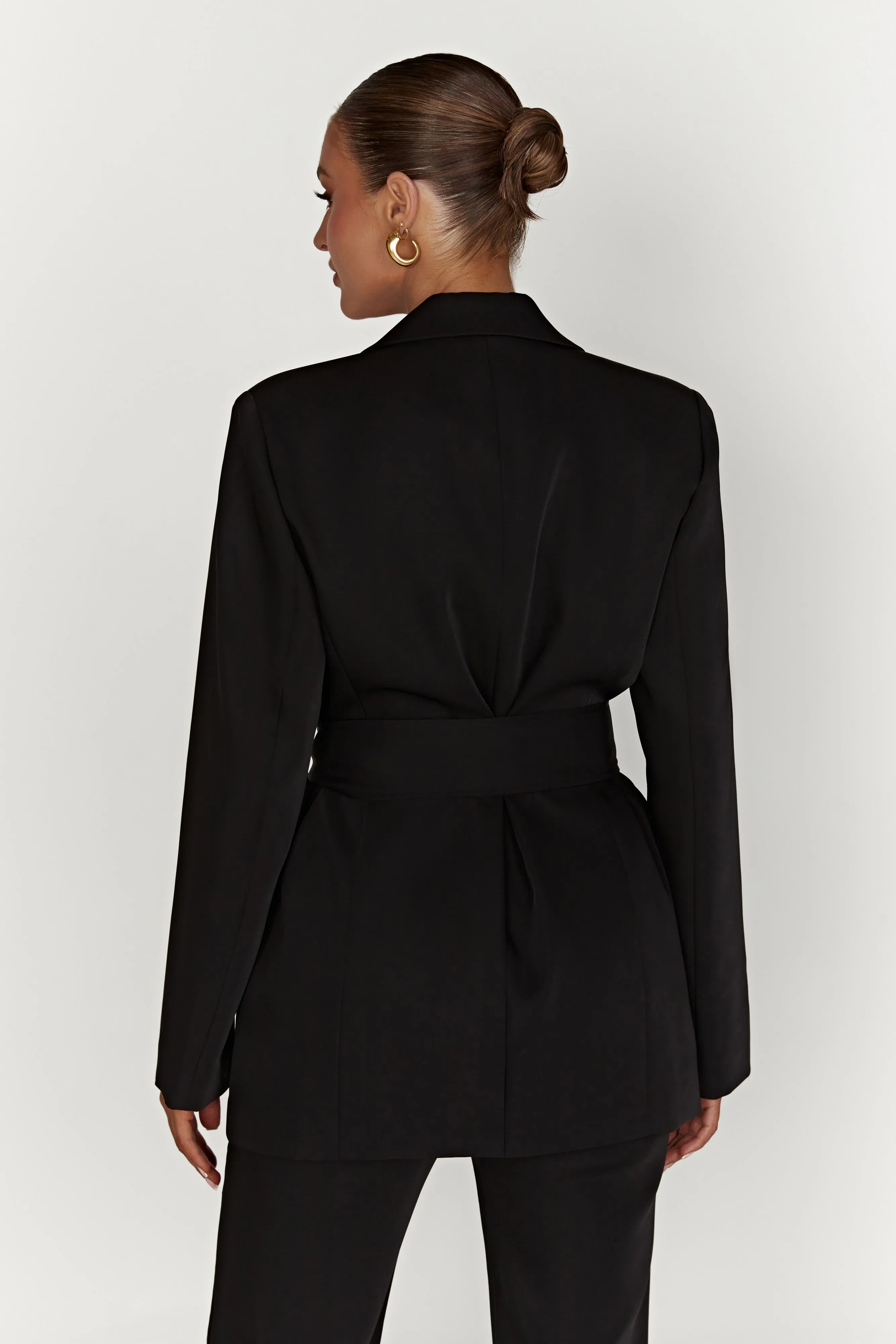 Arna Oversized Belted Blazer - Black sold by Meshki product image thumbnail 2