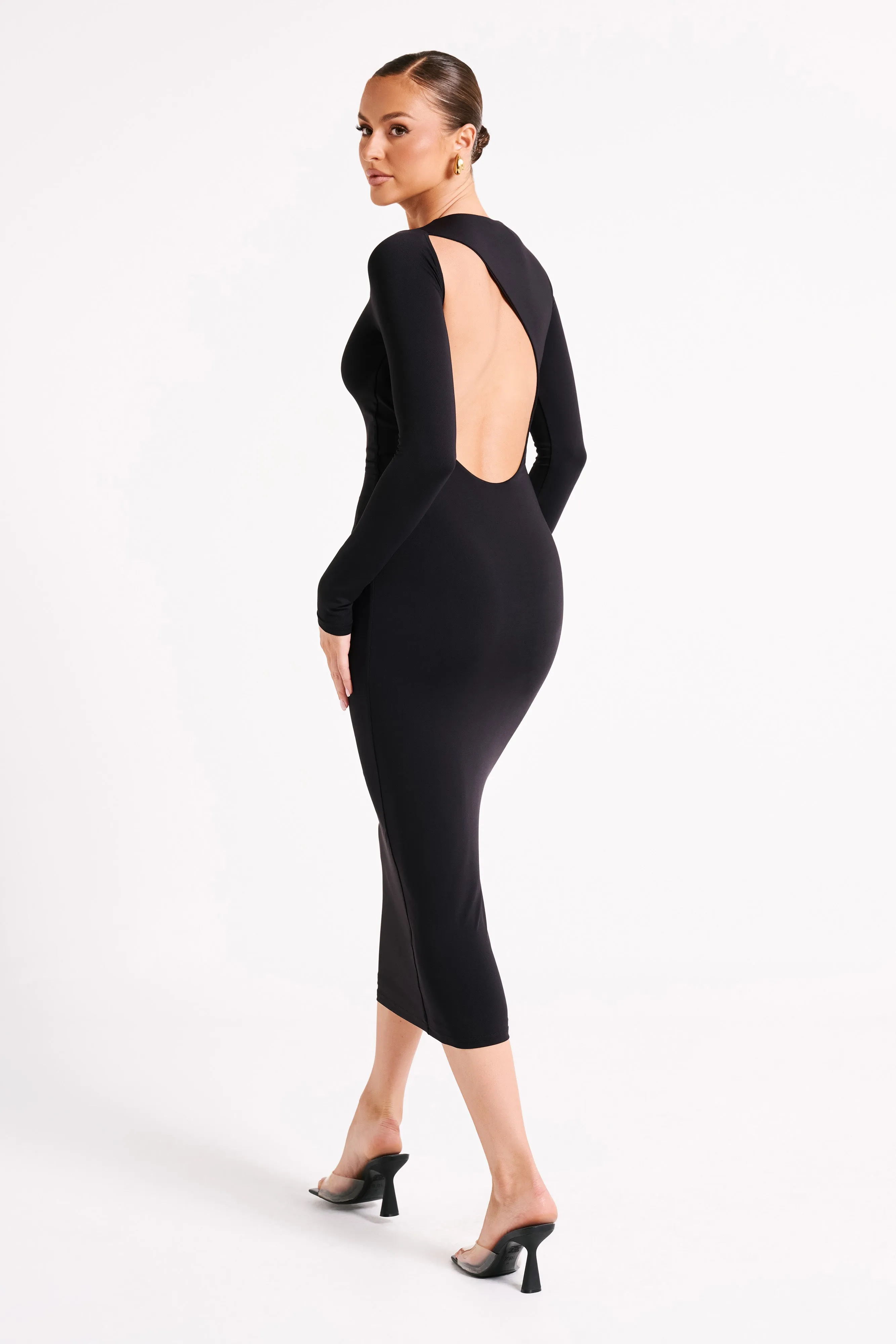 Cataleya Recycled Nylon Midi Dress - Black sold by Meshki product image thumbnail 4