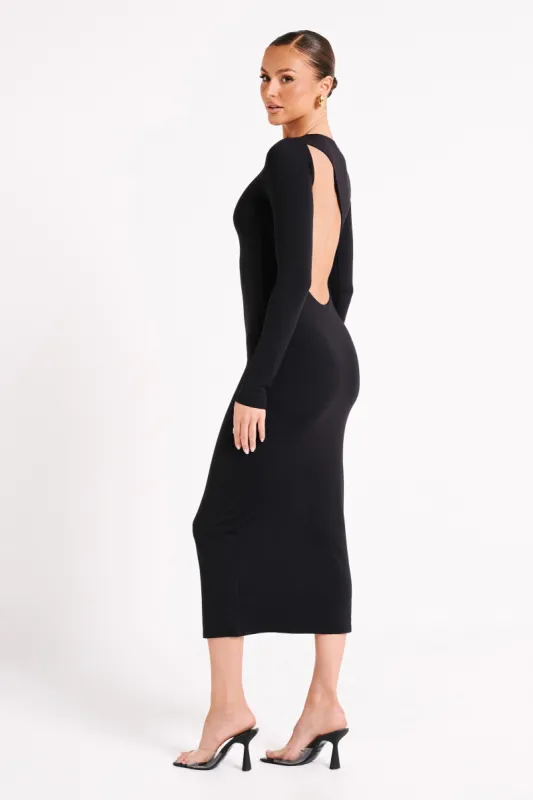 Cataleya Recycled Nylon Midi Dress - Black sold by Meshki