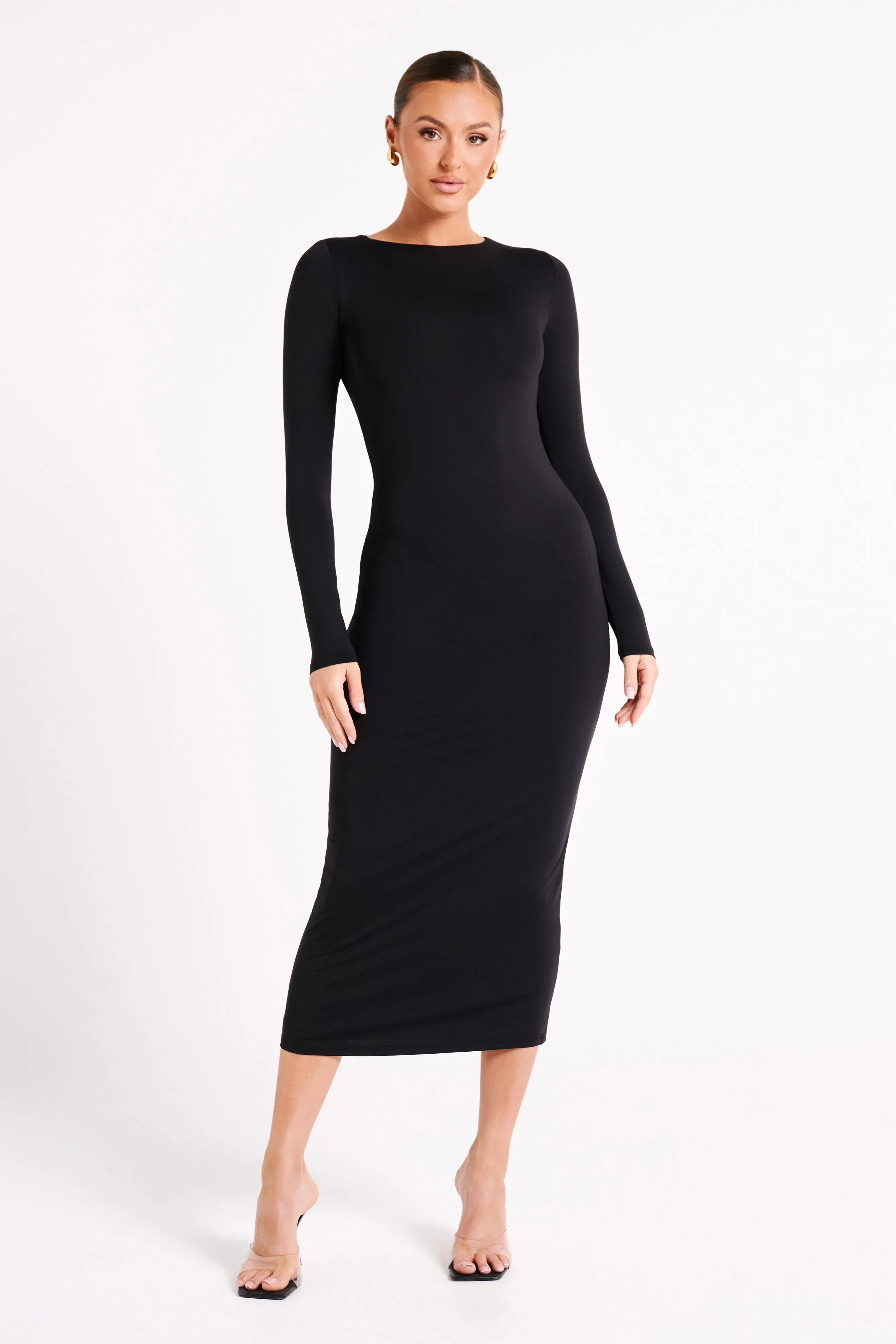 Cataleya Recycled Nylon Midi Dress - Black sold by Meshki product image thumbnail 2