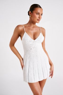 Kendra Rib Knit Mini Dress - White sold by Meshki