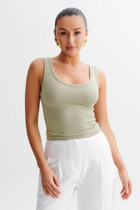 Chandler Modal Tank Top - Sage Green sold by Meshki