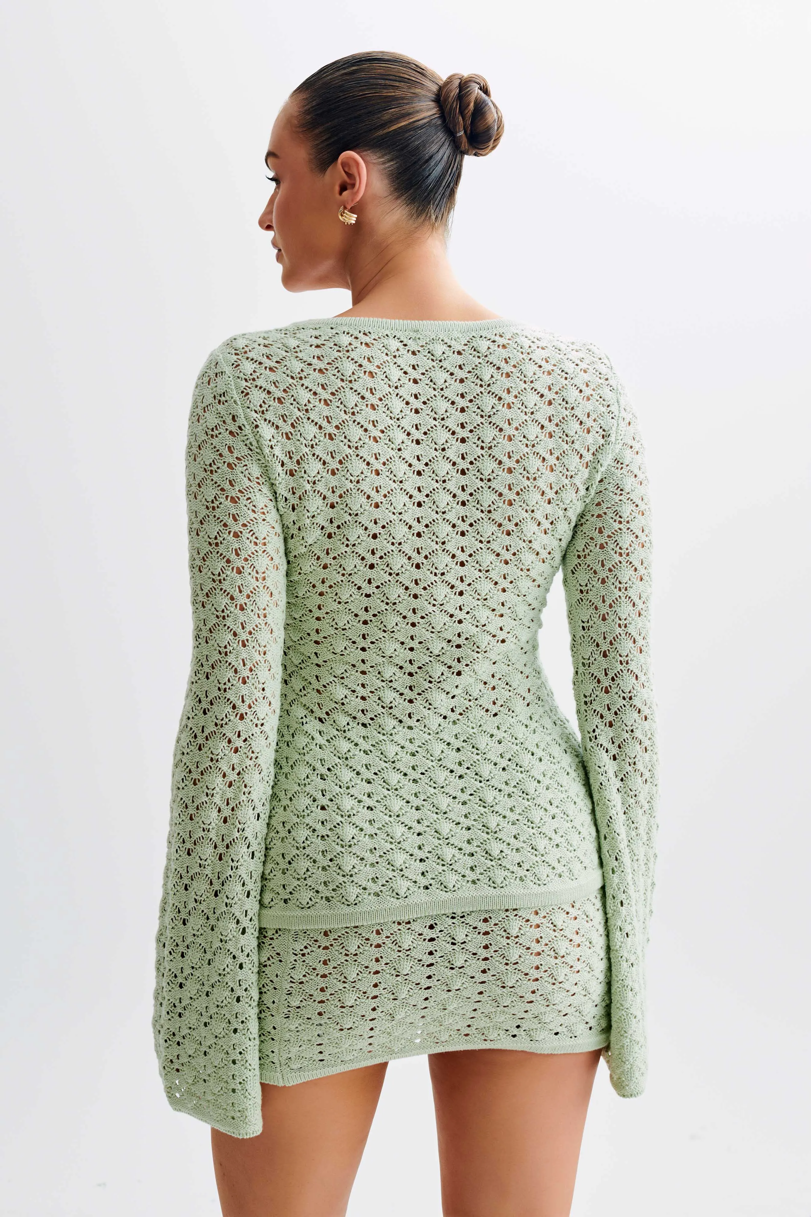 Murphy Long Sleeve Knit Shell Button Cardigan - Pastel Green sold by Meshki product image thumbnail 5