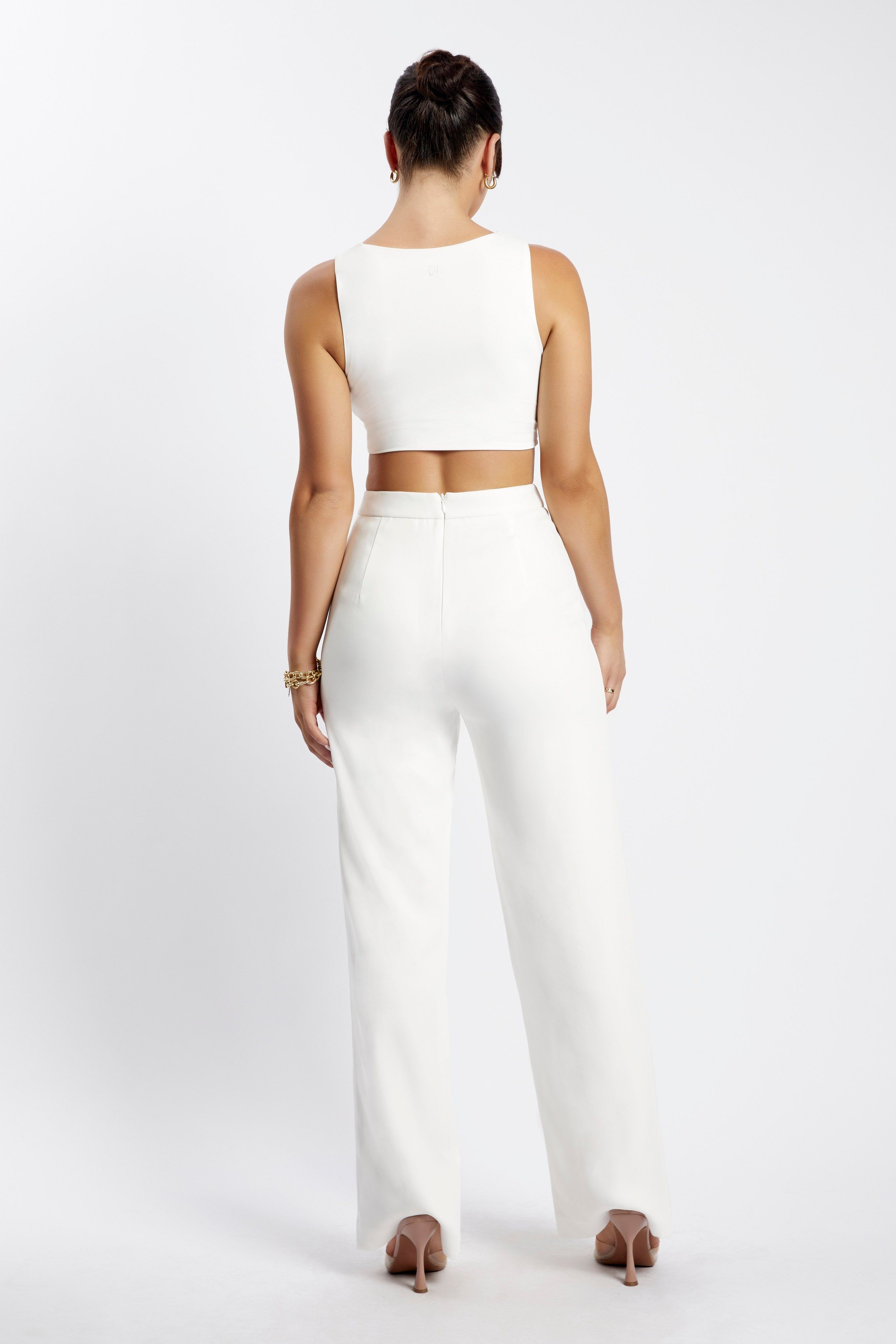 Saskia Straight Leg Trousers - White sold by Meshki product image thumbnail 2