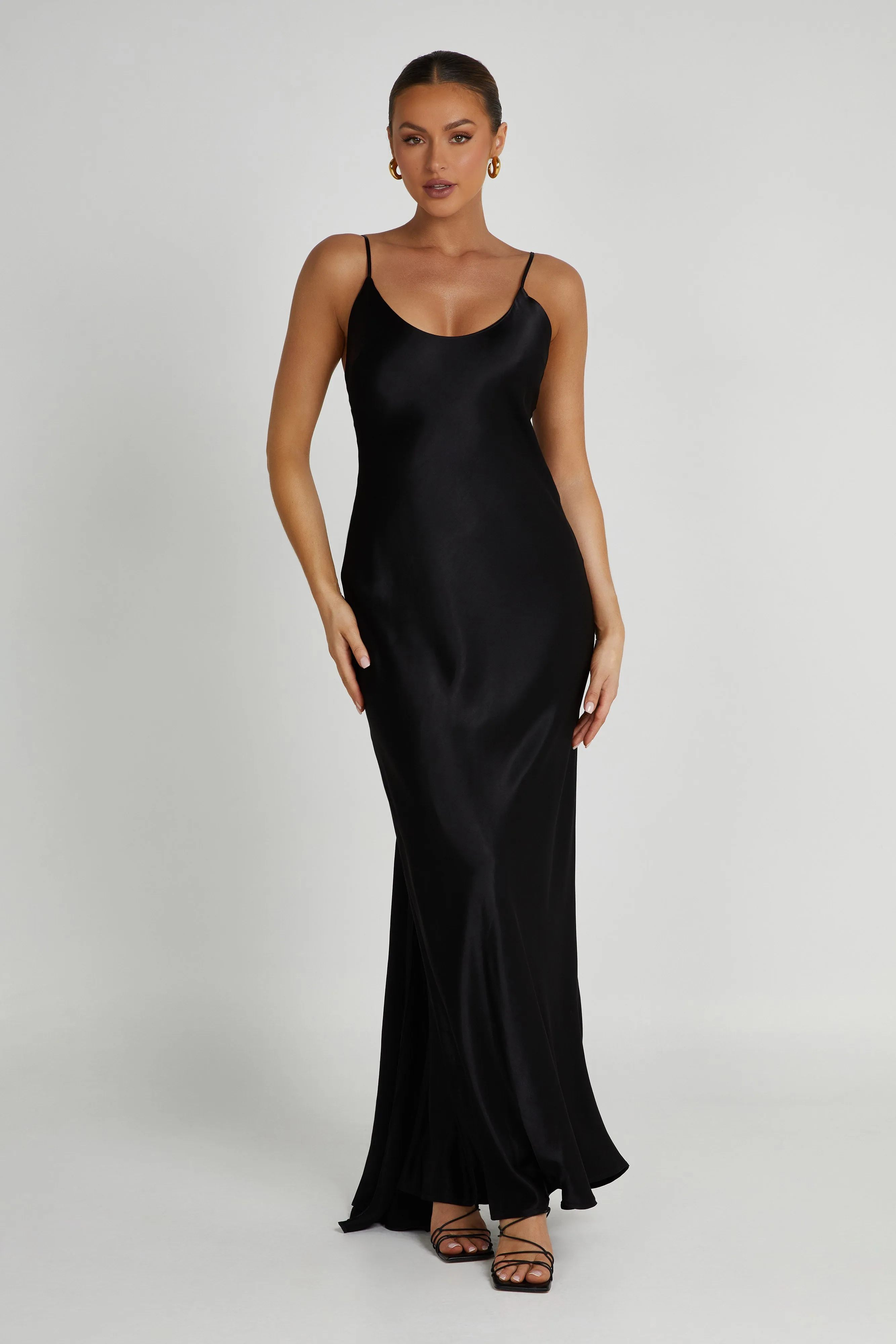 Kailey Low Back Maxi Dress With Detachable Bow Train - Black sold by Meshki product image thumbnail 2