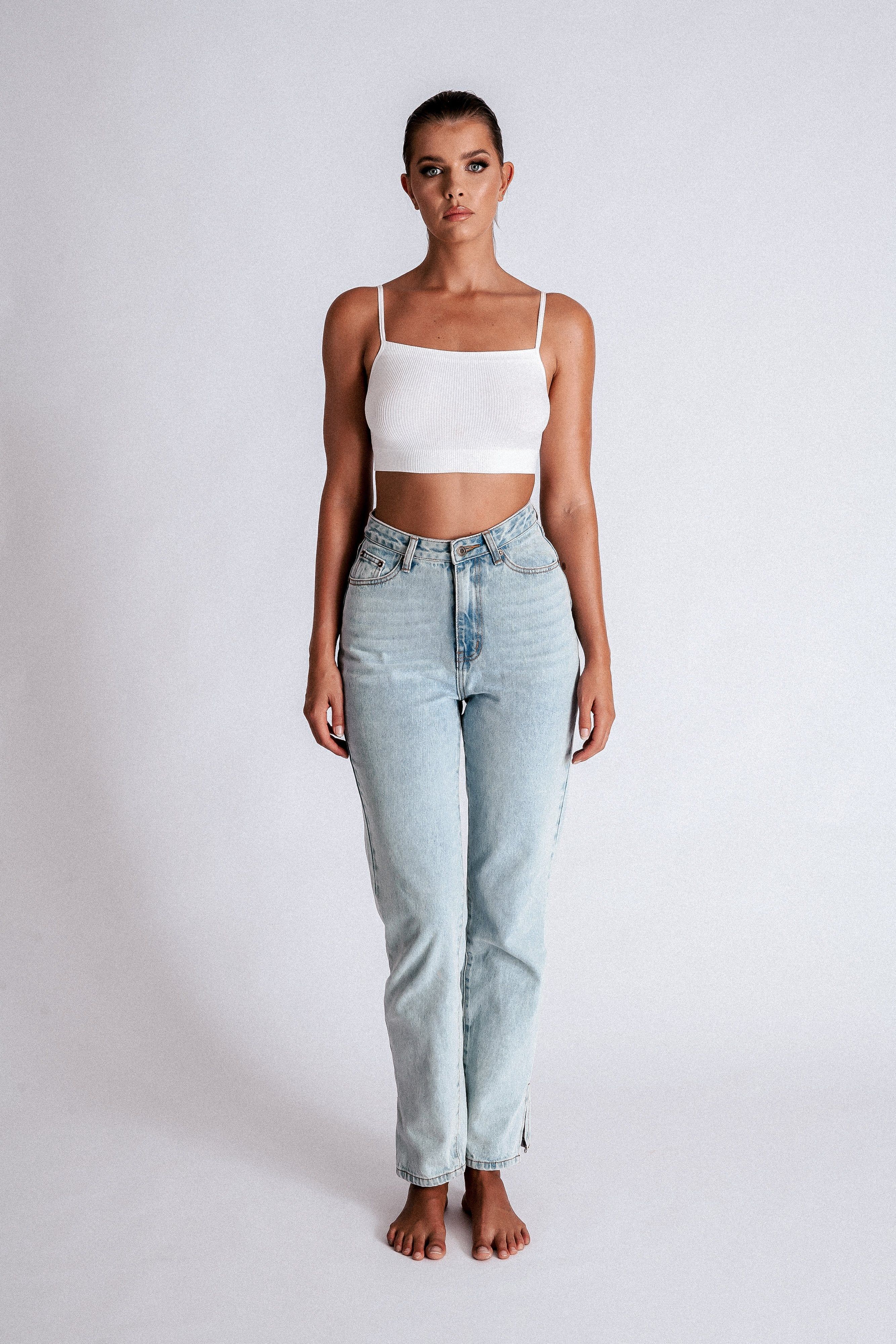 Pia Split Side Wide Leg Jean - Light Blue sold by Meshki product image thumbnail 10