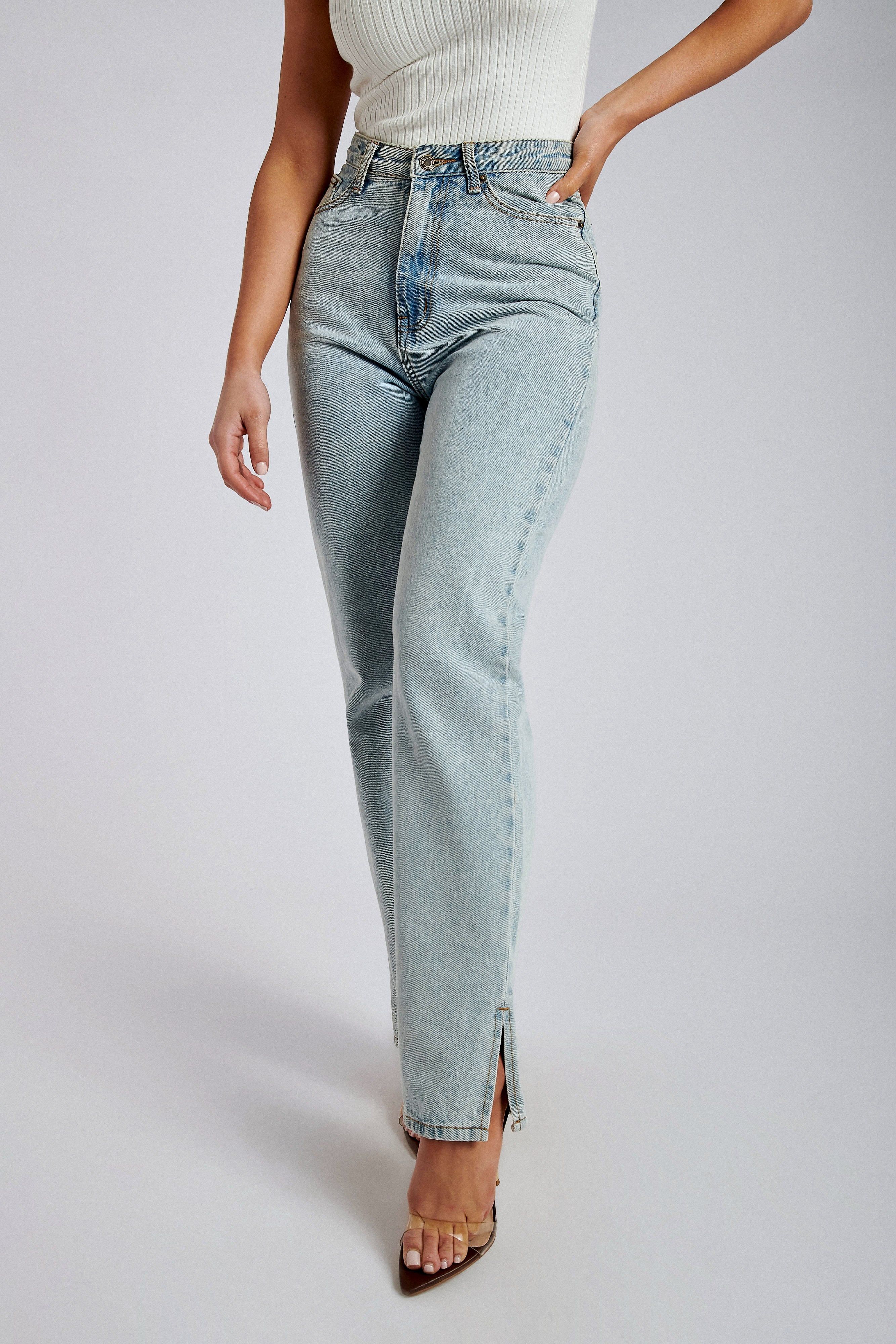 Pia Split Side Wide Leg Jean - Light Blue sold by Meshki product image thumbnail 8